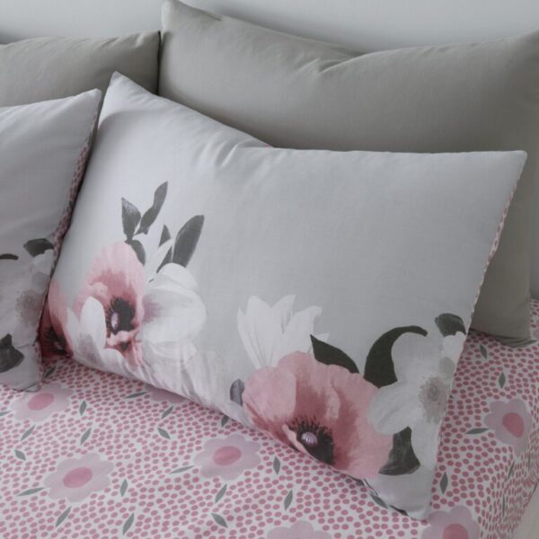 3D DIGITAL POPPY PRINTED DUVET SET PLUSH PINK - Image 4