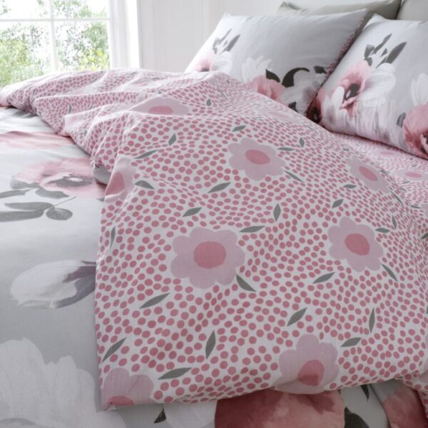 3D DIGITAL POPPY PRINTED DUVET SET PLUSH PINK - Image 2