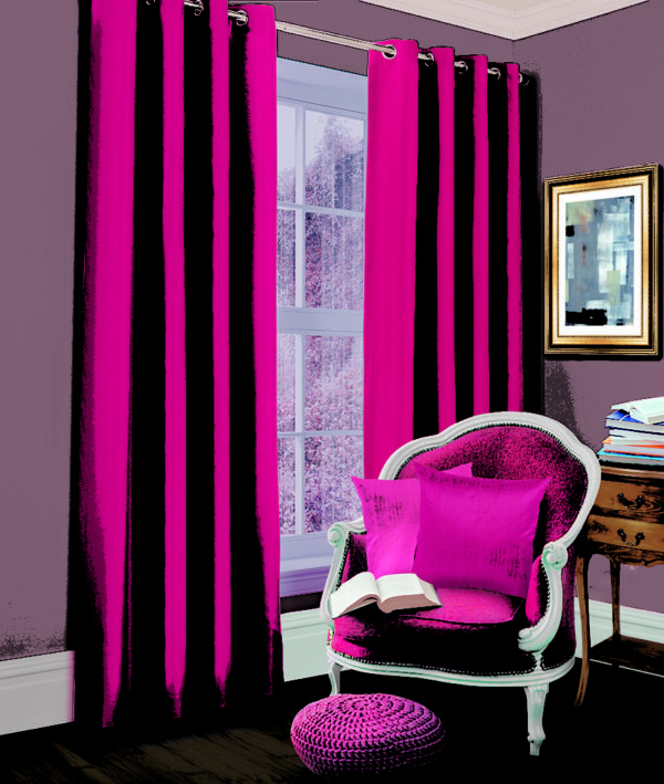 BLACKOUT EYELET CURTAINS FUCHSIA COLOUR