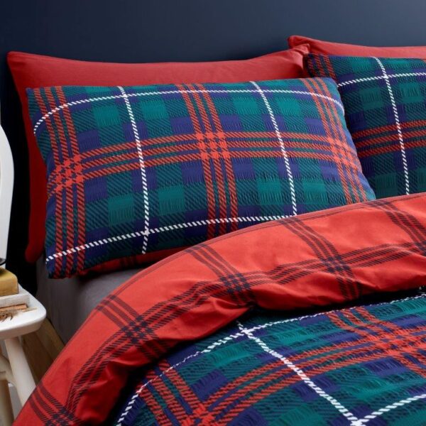 SEER SUCKER TARTAN DUVET SET - Image 2